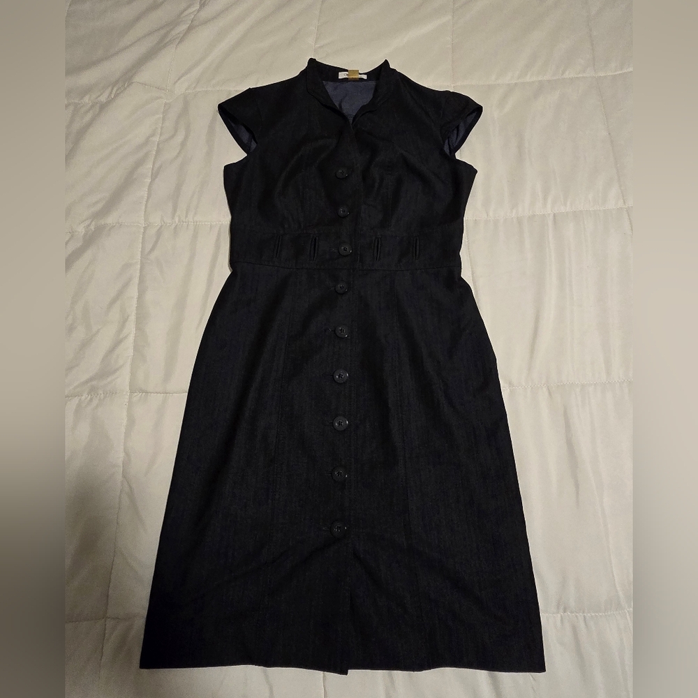 Calvin Klein Black Midi Dress with Button Detail